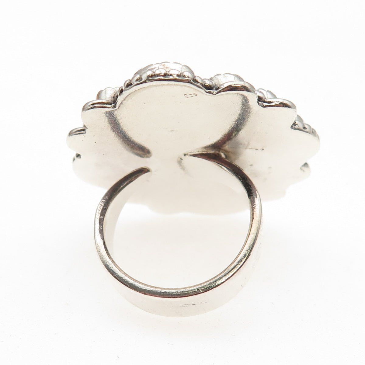 925 Sterling Vintage Real Pink Agate & Mystic Quartz Statement Ring Size 8.25