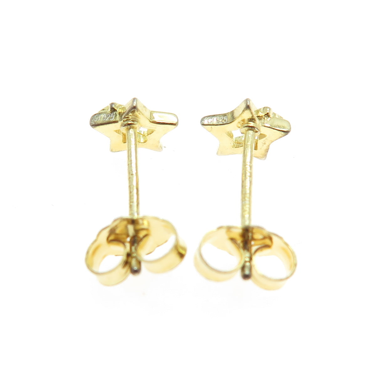 925 Sterling Silver Gold Plated Star Stud Earrings