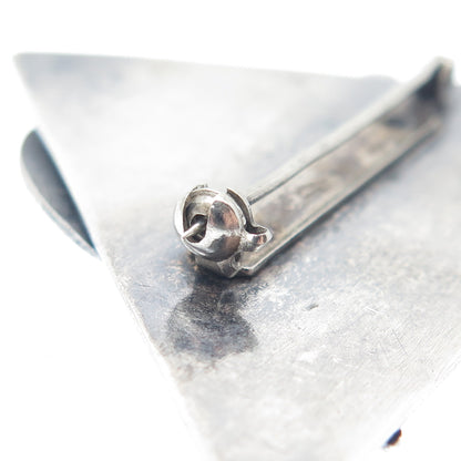 925 Sterling Silver Vintage Modernist Triangle Oxidized Pin Brooch