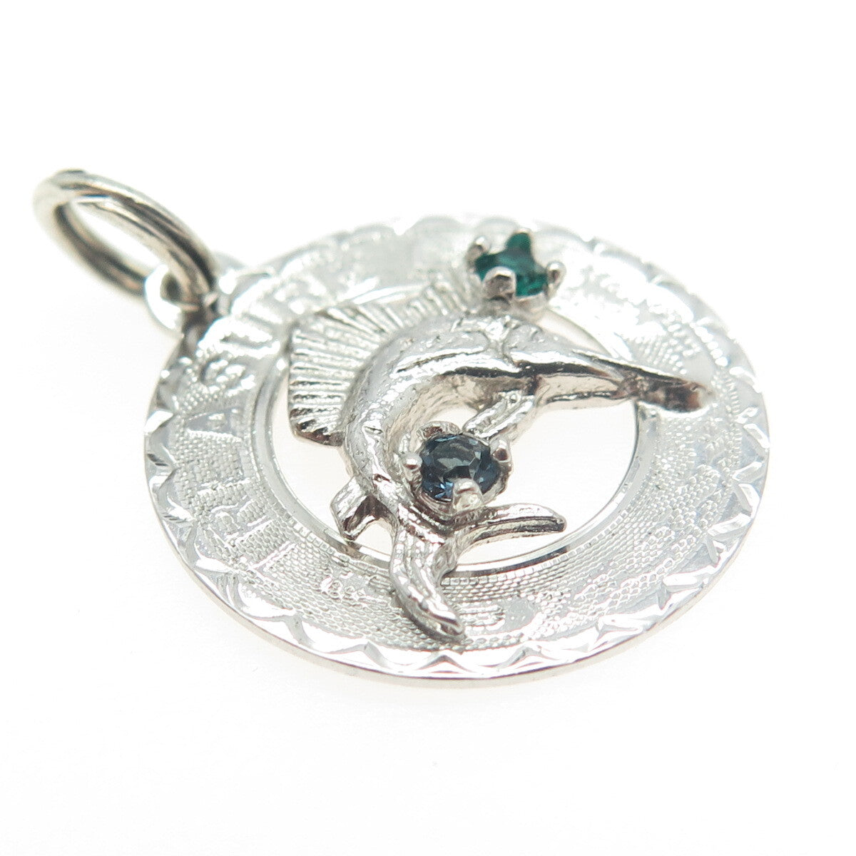 CREA Sterling Silver Antique Art Deco Rhinestone Treasure Cay Bahamas Pendant