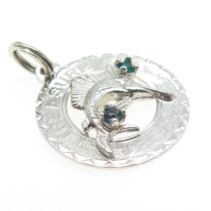 CREA Sterling Silver Antique Art Deco Rhinestone Treasure Cay Bahamas Pendant