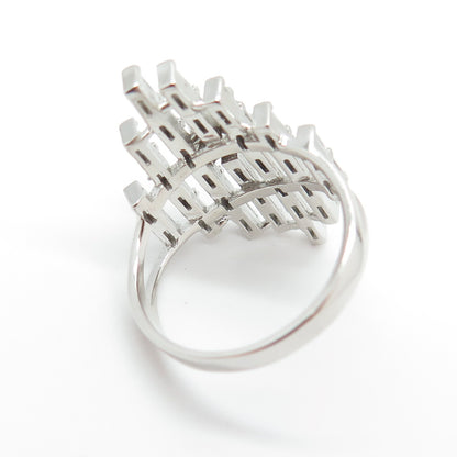 925 Sterling Silver Baguette & Round-Cut C Z Ring Size 7.75