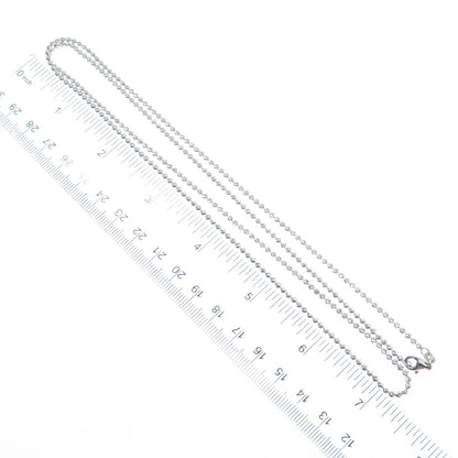 CHRYSOS 925 Sterling Silver Italy Diamond-Cut Ball Beaded Chain Necklace 28"