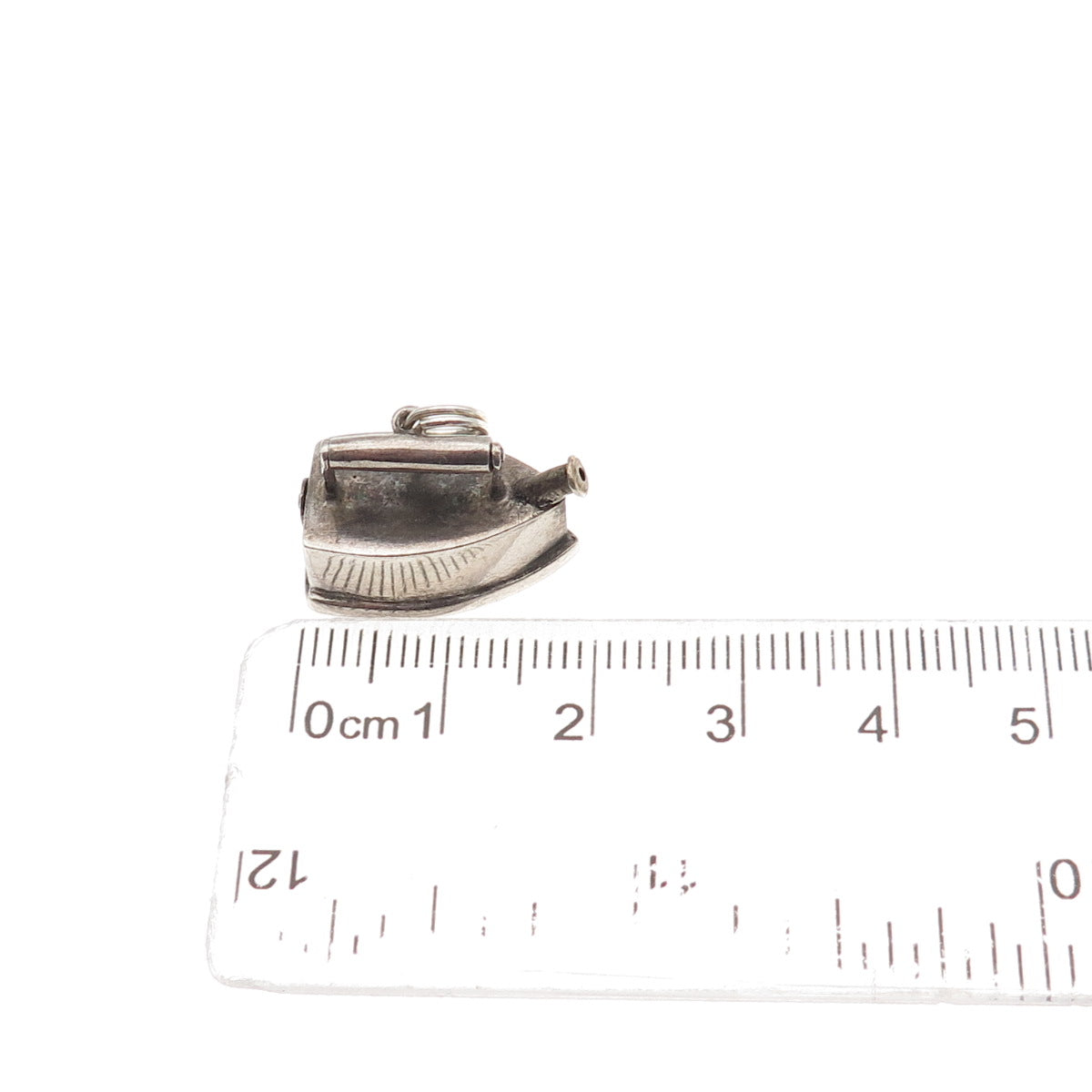 925 Sterling Silver Antique China Laundry Iron 3D Mini Charm Pendant