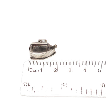 925 Sterling Silver Antique China Laundry Iron 3D Mini Charm Pendant