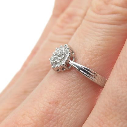 925 Sterling Silver Round-Cut C Z Flower Promise Ring Size 6.25