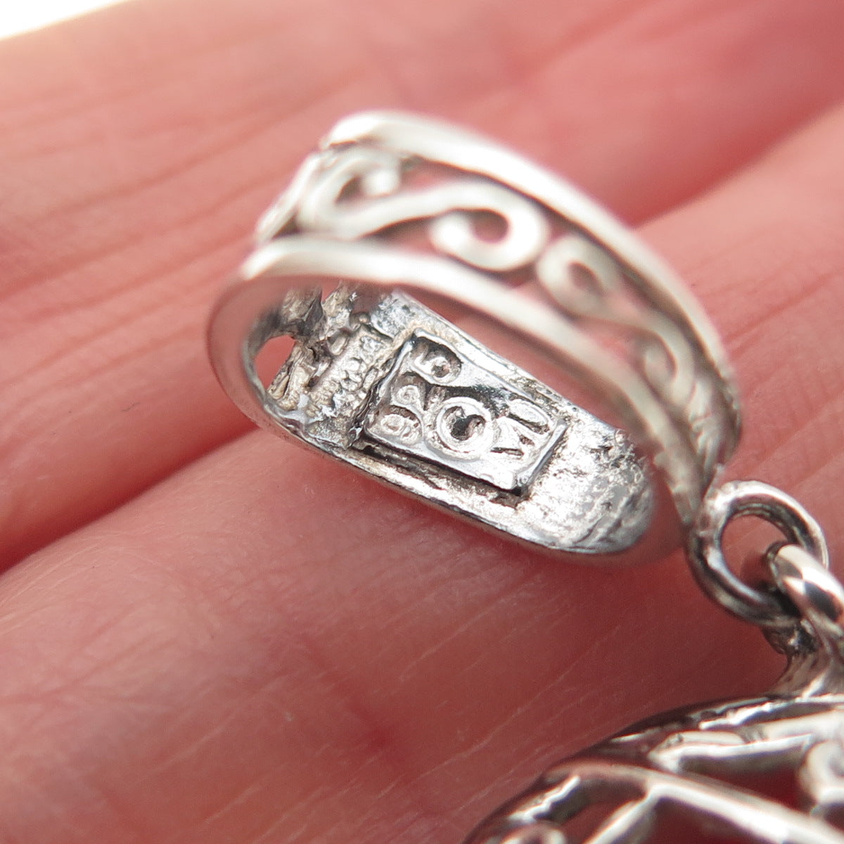 Morning Sun 925 Sterling Silver Vintage Ornate Heart Oxidized Charm Pendant