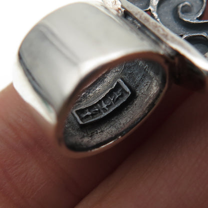 SX Sally C 925 Sterling Silver Vintage Ornate Cross Oxidized Pendant