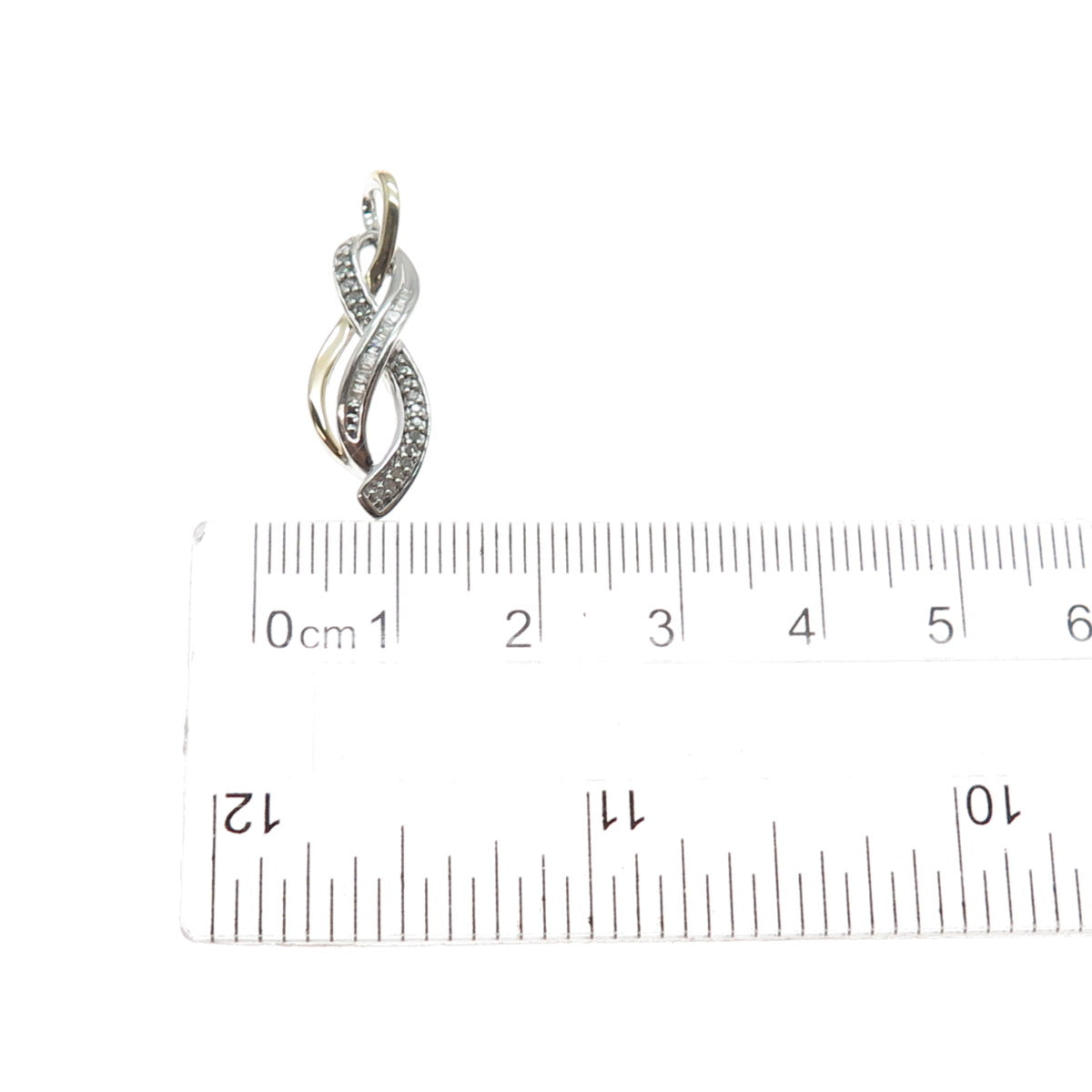 SUN 925 Sterling Silver 14K Gold Real Diamond Infinity Charm Pendant