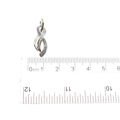 SUN 925 Sterling Silver 14K Gold Real Diamond Infinity Charm Pendant