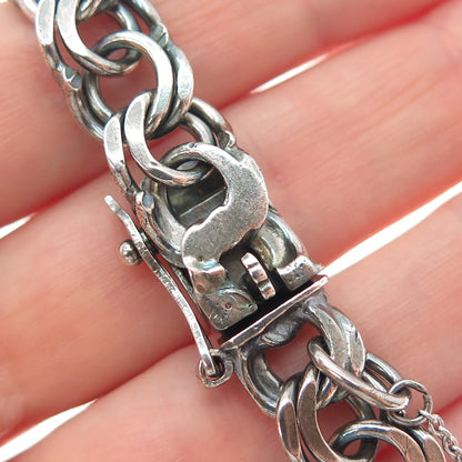 830S Silver Vintage Sweden Oxidized Bismark Link Bracelet 6.5"