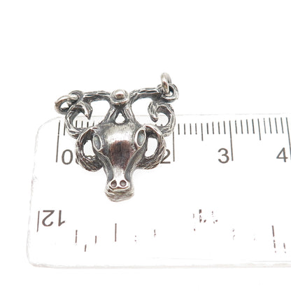 925 Sterling Silver Vintage Ram Oxidized Centerpiece Pendant