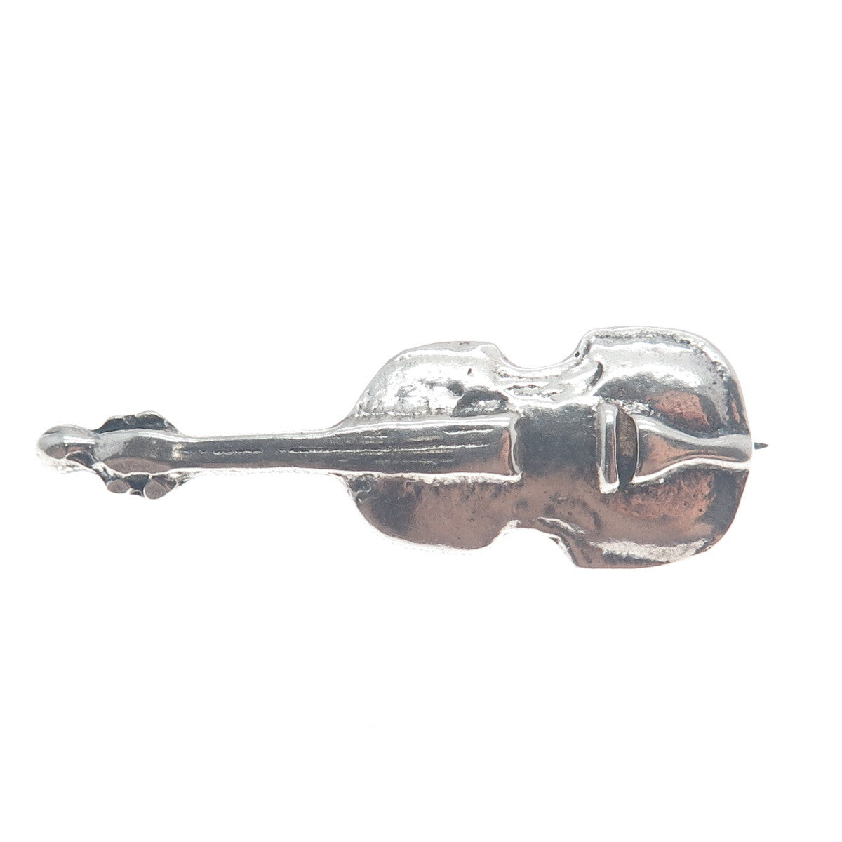 925 Sterling Silver Vintage Violin Musical Instrument Pin Brooch