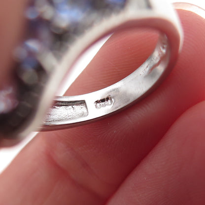 Chuck Clemency 925 Sterling Silver Real Tanzanite Bypass Ring Size 8.25