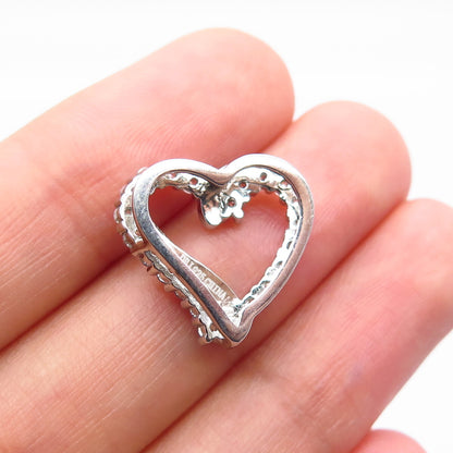 925 Sterling Silver C Z Open Heart Slide Pendant