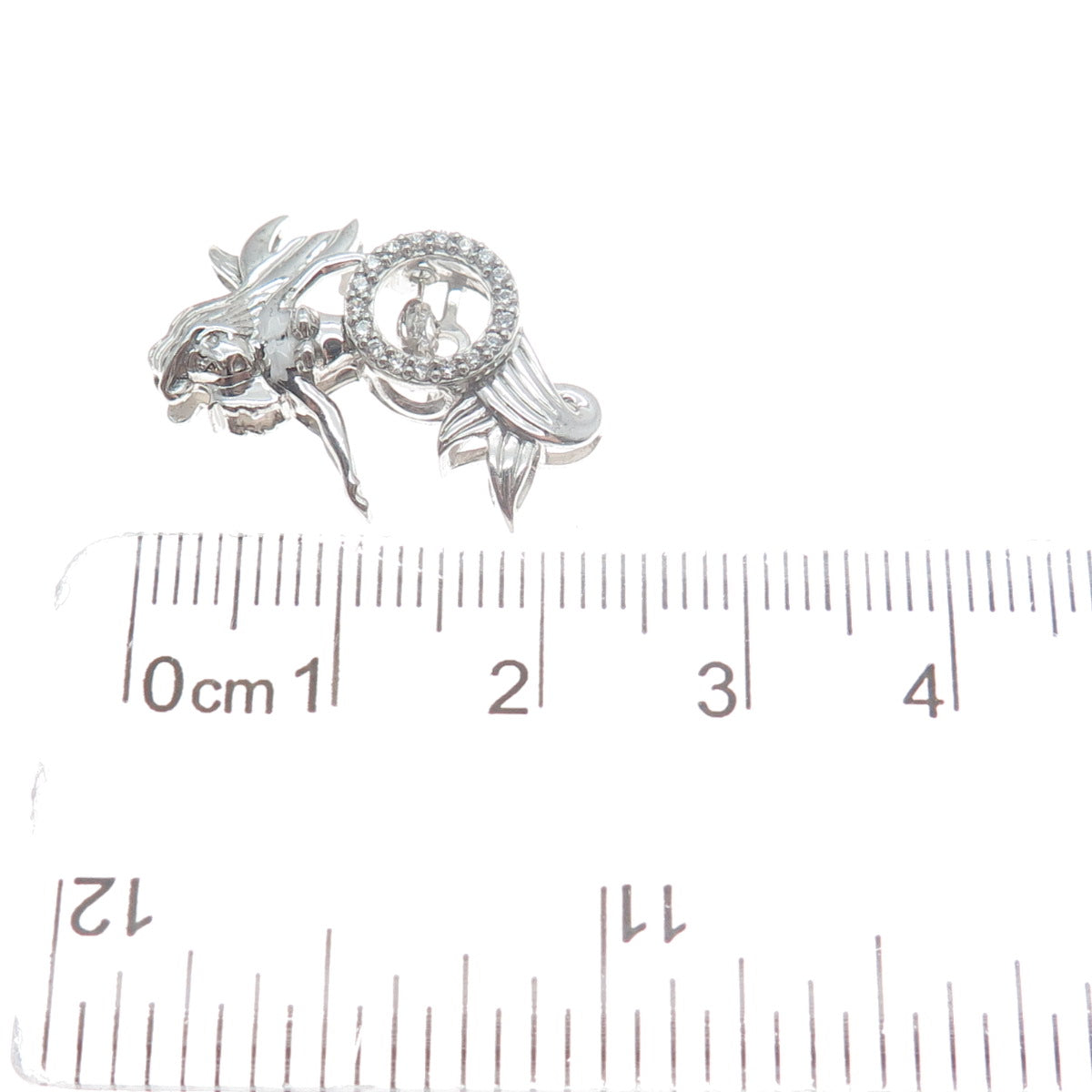 925 Sterling Silver Round-Cut C Z Ariel Mermaid Minimalist Charm Slide Pendant