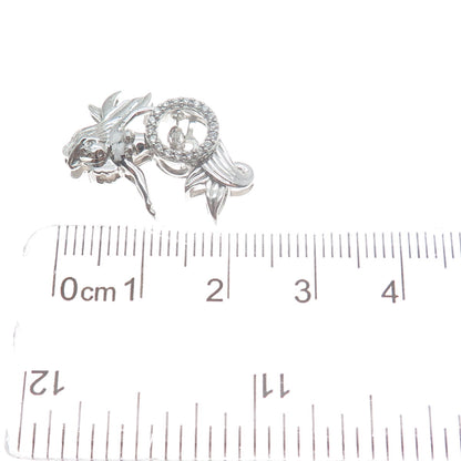 925 Sterling Silver Round-Cut C Z Ariel Mermaid Minimalist Charm Slide Pendant