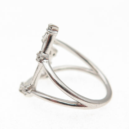 925 Sterling Silver Round-Cut C Z Libra Zodiac Sign Ring Size 5.75