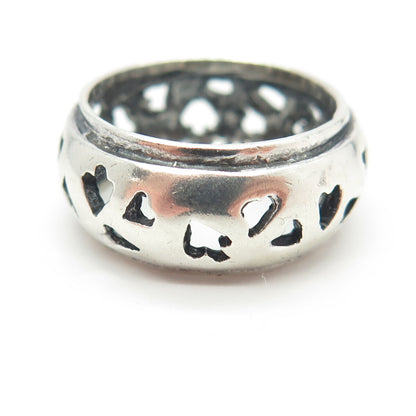 925 Sterling Silver Vintage Spade & Heart Playing Cards Band Ring Size 6.5