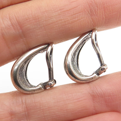 ESPO SIG Joseph Esposito Sterling Silver Vintage Petal Oxidized Clip On Earrings