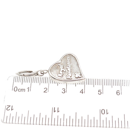 925 Sterling Vintage Fleur de Lis Royal Renaissance Heart Hollow Charm Pendant