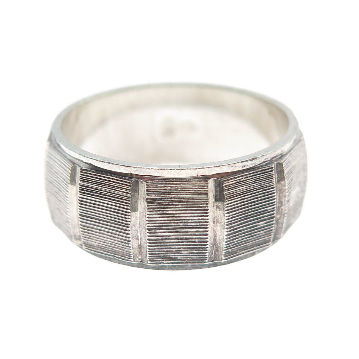 LOTUS 999 Fine Silver Vintage Panel Oxidized Band Ring Size 7