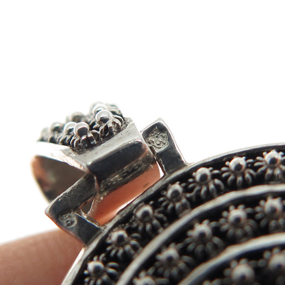 835 Silver Vintage Portugal Cannetille Oxidized Pendant