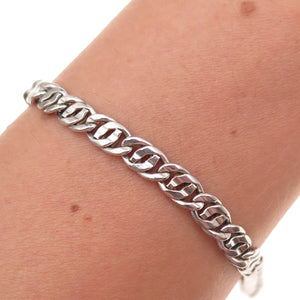 925 Sterling Silver Vintage Italy Double Cuban Link Bracelet 7.5"
