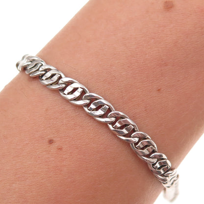 925 Sterling Silver Vintage Italy Double Cuban Link Bracelet 7.5"