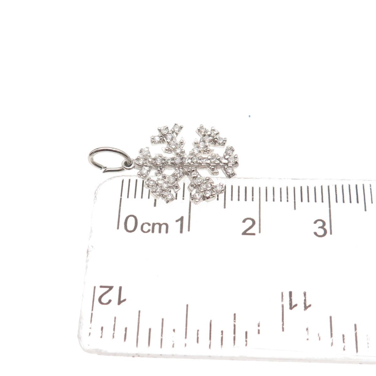925 Sterling Silver Round-Cut C Z Snowflake Mini Charm Pendant