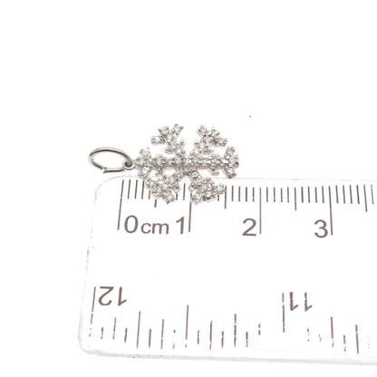 925 Sterling Silver Round-Cut C Z Snowflake Mini Charm Pendant