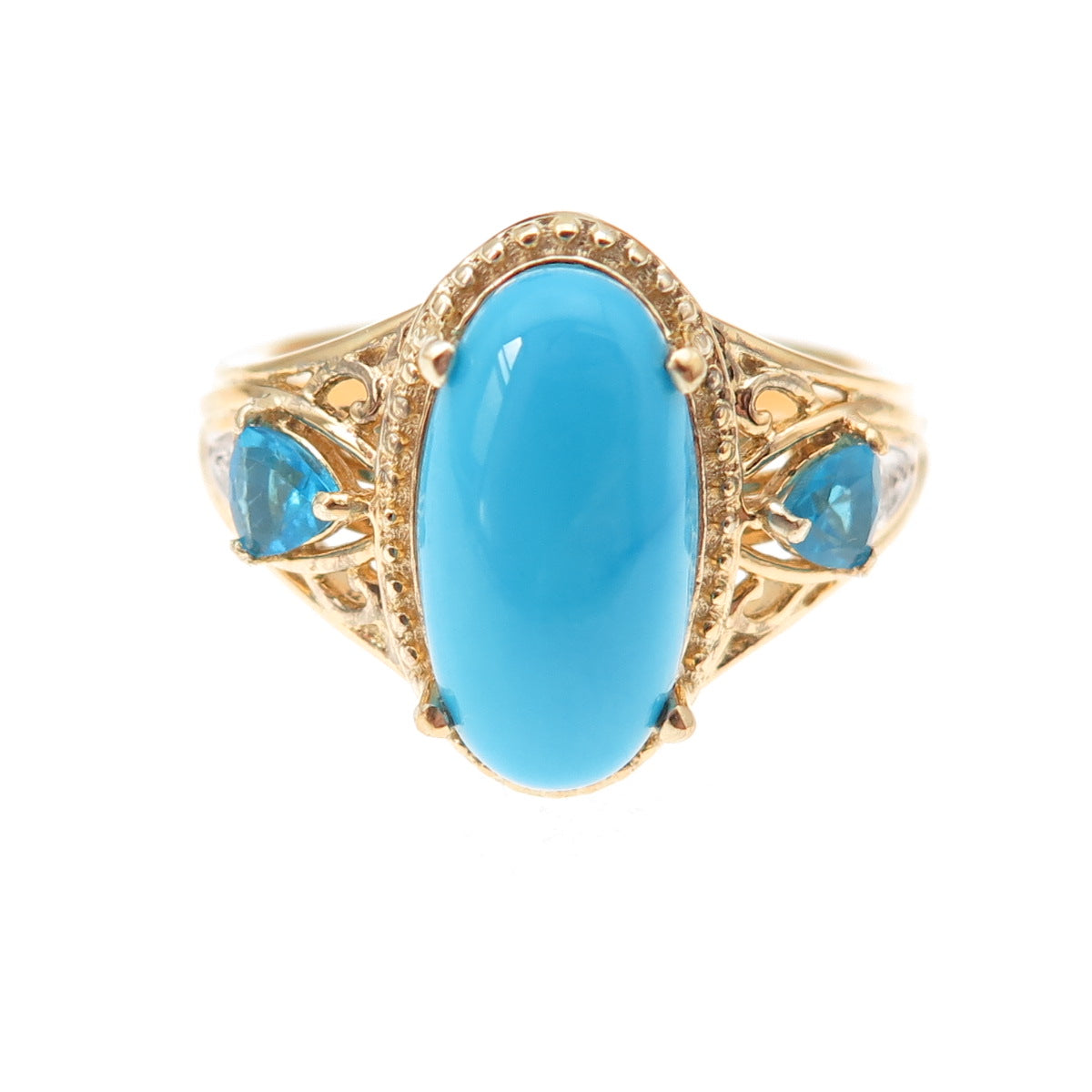 Chuck Clemency Sterling Silver Gold Plated Turquoise Apatite Topaz Ring Size 8.5