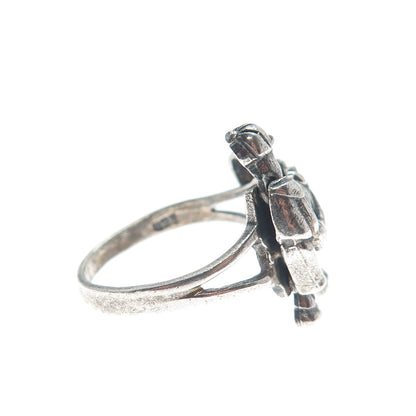 925 Sterling Silver Vintage Boy & Girl Couple Movable Heads Ring Size 6.5