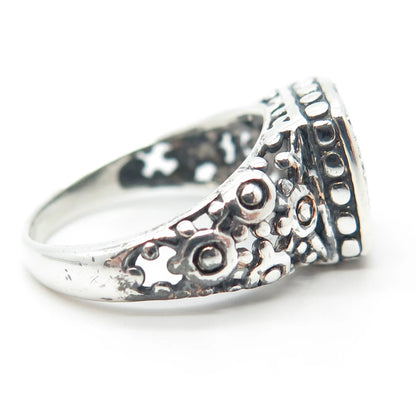 925 Sterling Silver Vintage Ethnic Ring Size 7