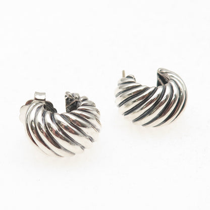 David Yurman 925 Sterling Silver 14K Gold Posts Vintage Cable Hoop Earrings