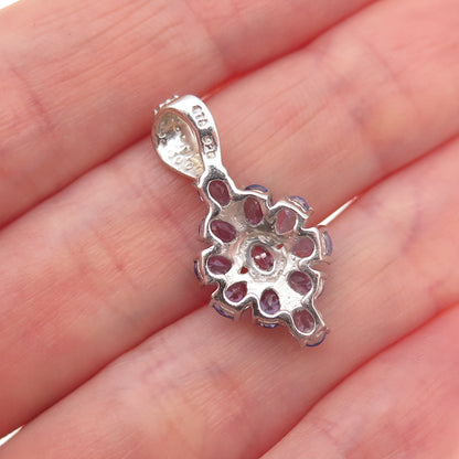 Chuck Clemency 925 Sterling Silver Real Tanzanite Cluster Charm Pendant