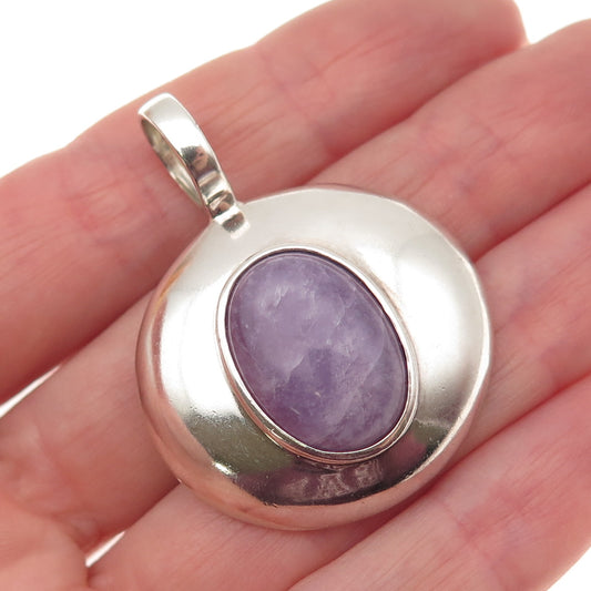 ESPO SIG Joseph Esposito Sterling Silver Vintage Real Amethyst Modernist Pendant