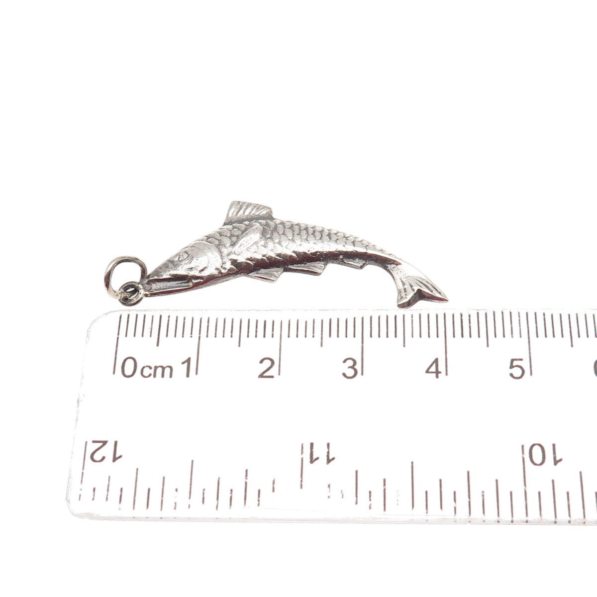 900 Silver Vintage Koi Fish Oxidized Charm Pendant
