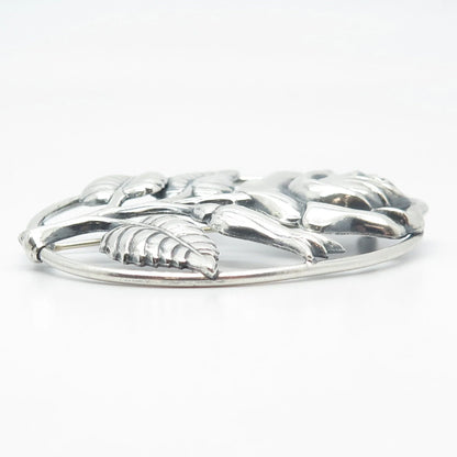 925 Sterling Silver Vintage Danecraft Rose Floral Pin Brooch