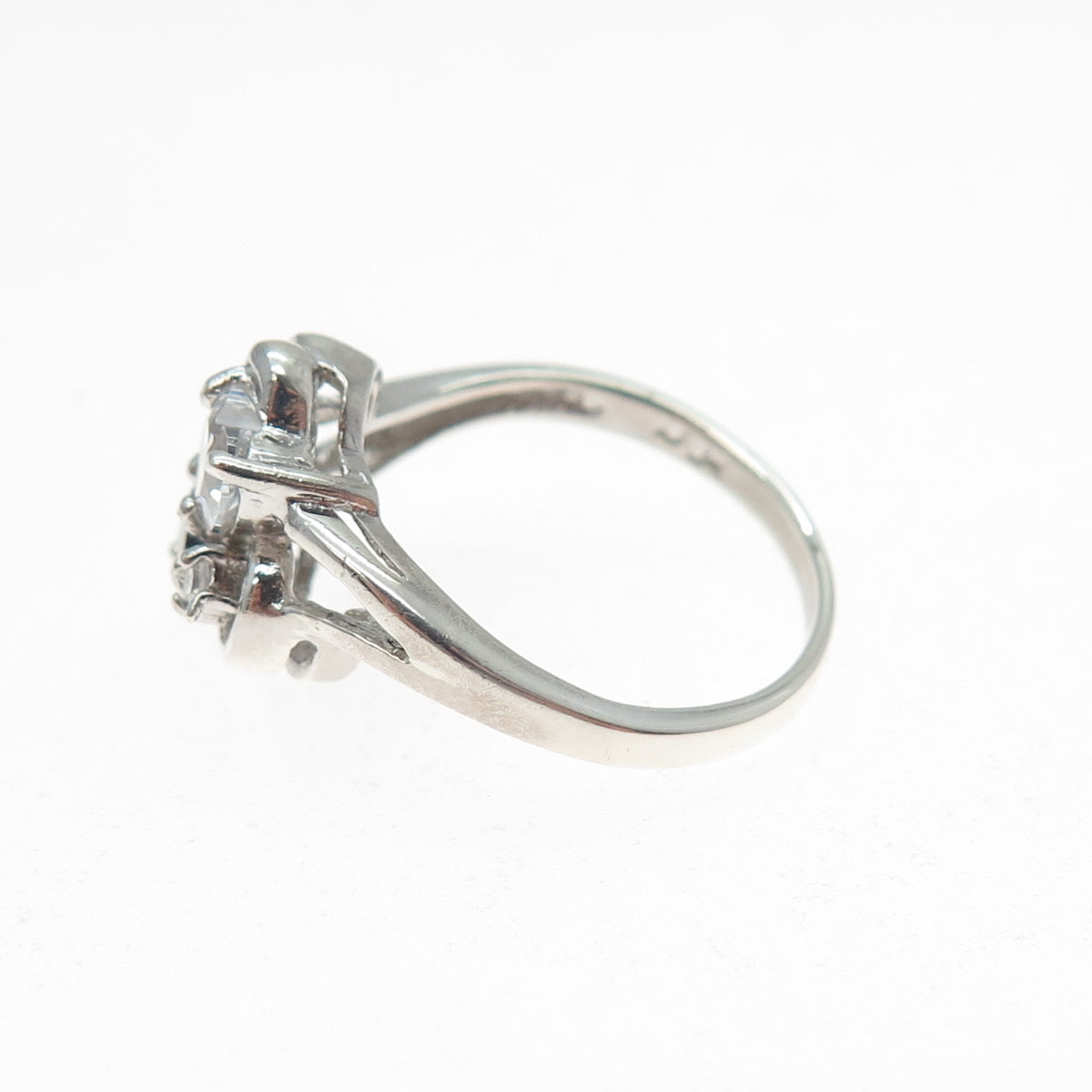 CHAPAL ZENRAY 925 Sterling Vintage Real Black Spinel & C Z Heart Ring Size 7.25