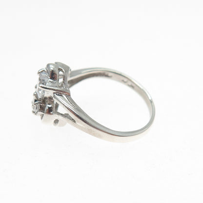 CHAPAL ZENRAY 925 Sterling Vintage Real Black Spinel & C Z Heart Ring Size 7.25