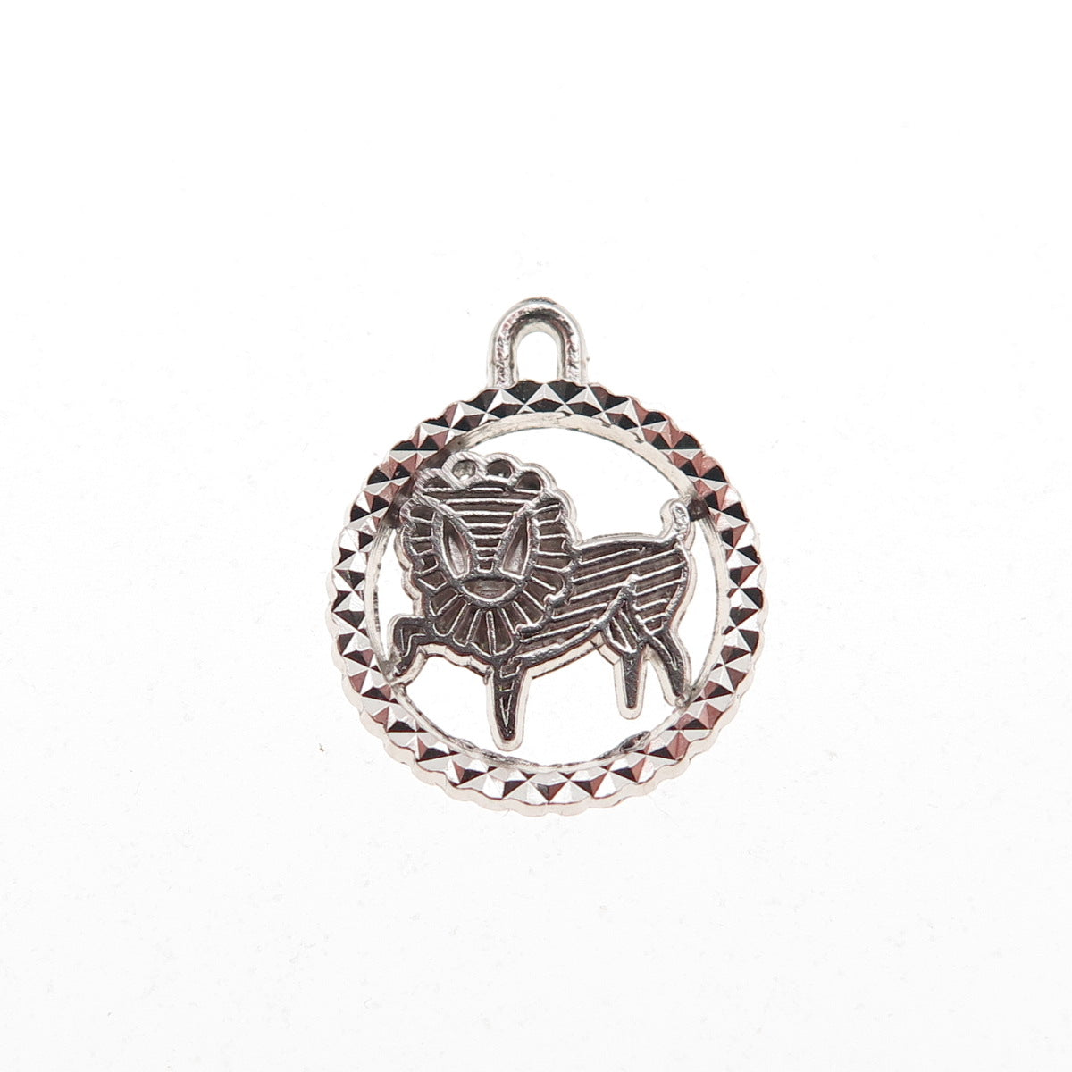 Rembrandt 925 Sterling Silver Vintage Leo Zodiac Diamond-Cut Mini Charm Pendant