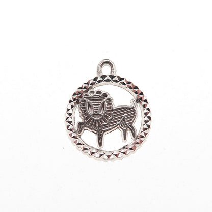 Rembrandt 925 Sterling Silver Vintage Leo Zodiac Diamond-Cut Mini Charm Pendant