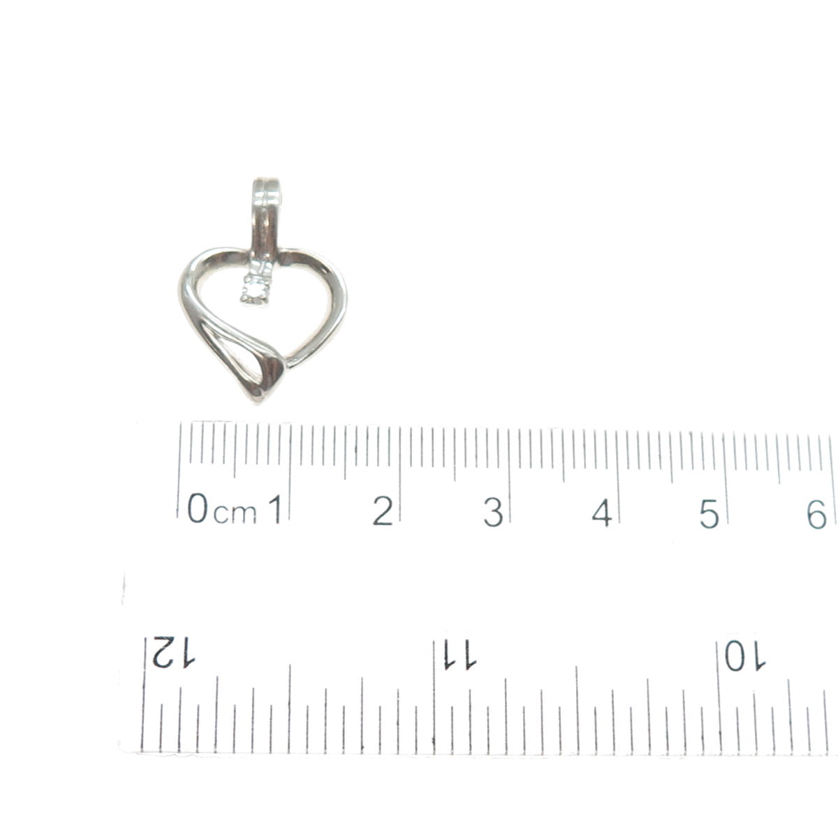 DIADEMA 925 Sterling Silver Vintage C Z Heart Minimalist Charm Pendant