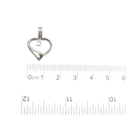 DIADEMA 925 Sterling Silver Vintage C Z Heart Minimalist Charm Pendant