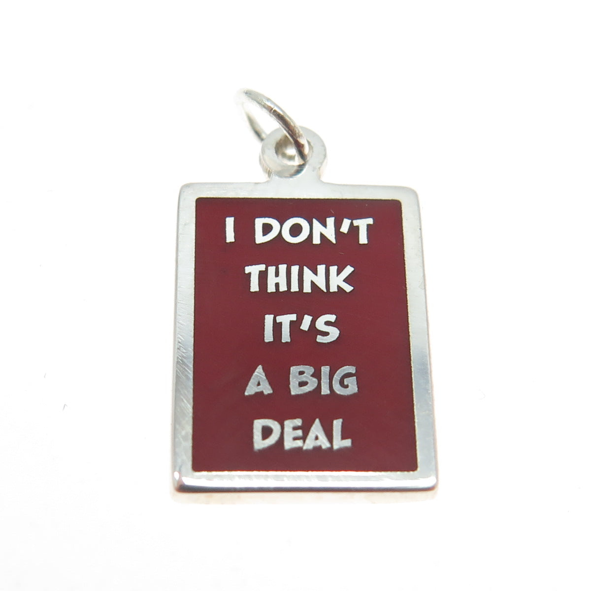 925 Sterling Silver Enamel "I Don't Think It's A Big Deal" Minimalist Pendant