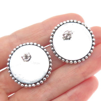 925 Sterling Silver Vintage Modernist Beaded Sun Oxidized Earrings