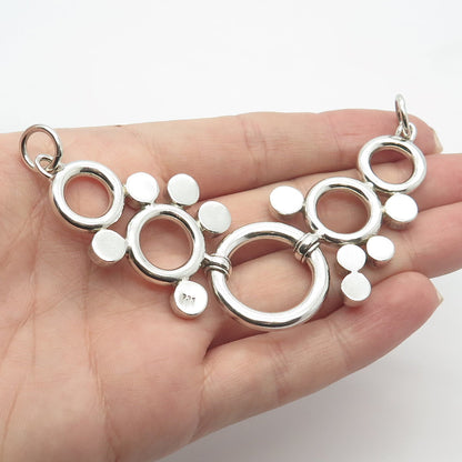 925 Sterling Silver Vintage Real Pearl Circle Beaded Necklace Central Part