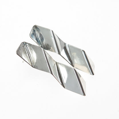 VICTOR ALFARO 925 Sterling Silver Vintage Modernist Bar Drop Earrings