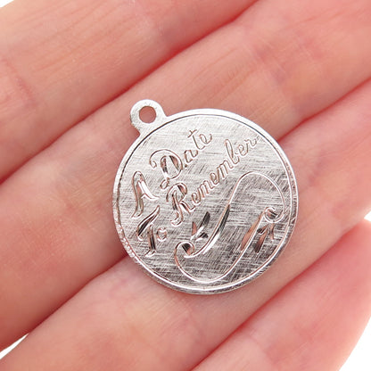 Griffith & Sons 925 Sterling Silver Vintage A Date To Remember Charm Pendant